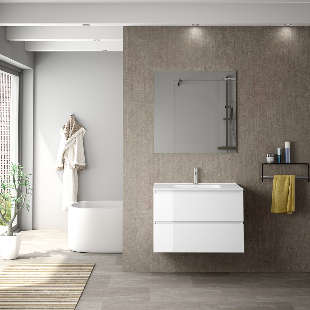 WS Bath Collections Flora C80.000 Flora 32″ Single Wall Mounted – White