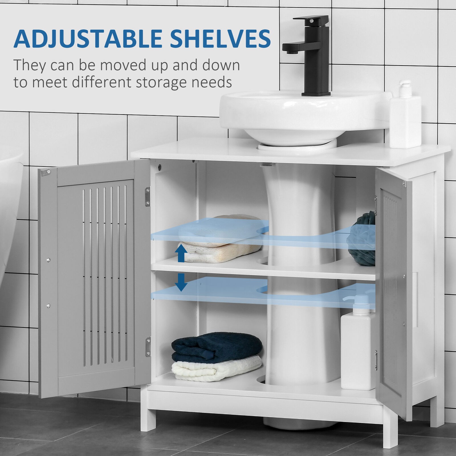 Bathroom Under Sink Cabinet Vanity Unit w/ Adjustable Storage Shelves