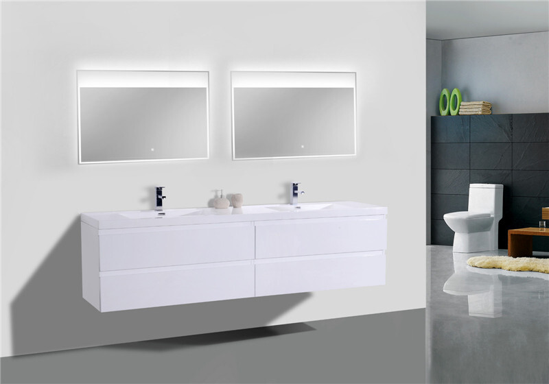 BOHEMIA LINA 72” WALL MOUNTED VANITY WITH DOUBLE REINFORCED ACRYLIC SINKS