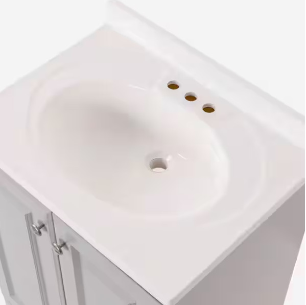 Glacier Bay 25″ Single-Sink Vanity – Pearl Gray with White Cultured Marble Top