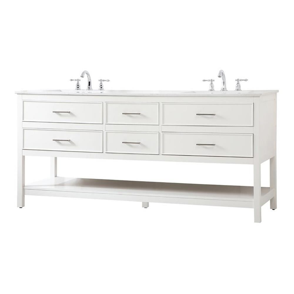 Elegant Decor Sinclaire 72″ Aluminum Alloy & MDF Double Bathroom Vanity in White