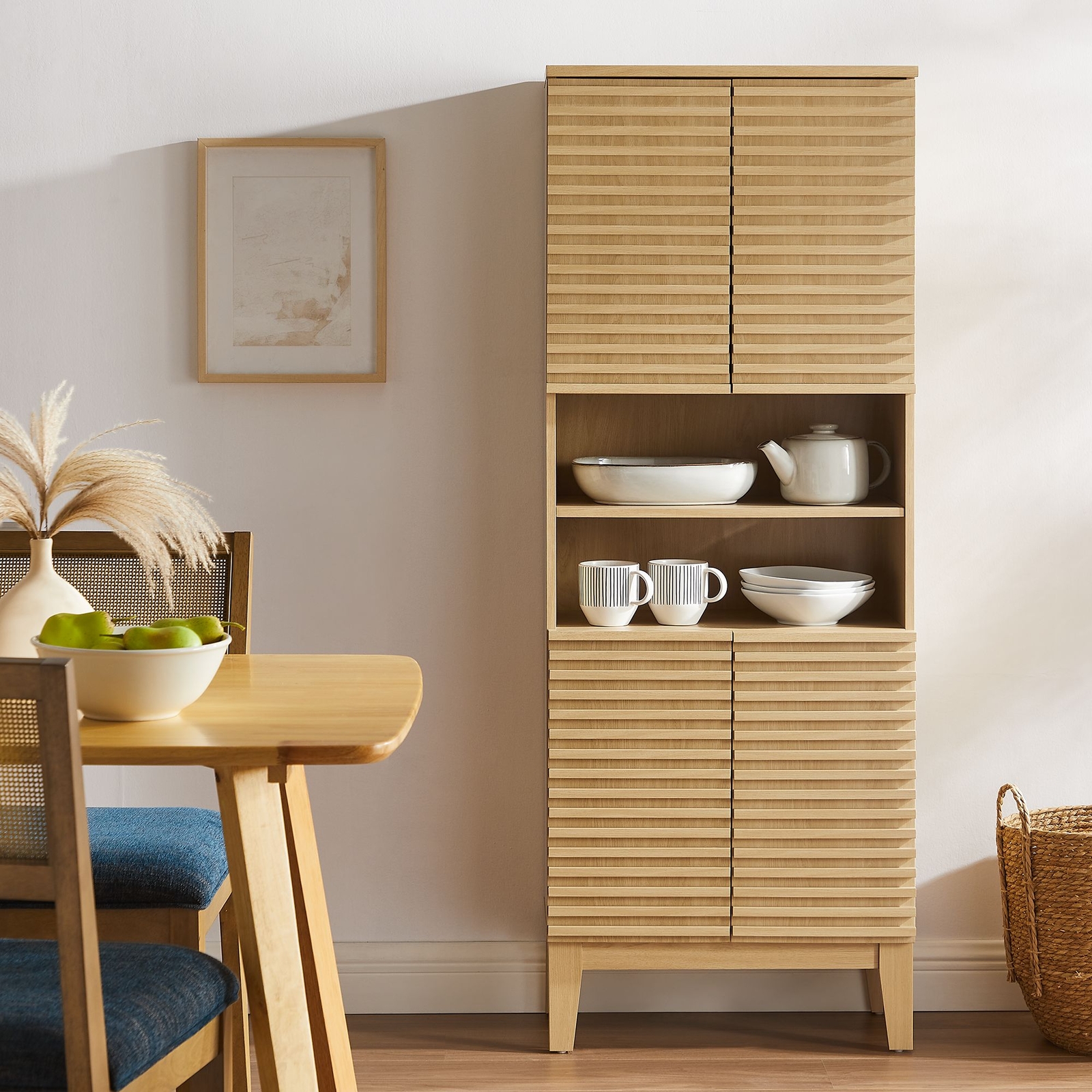 Render Tall Bathroom Storage Cabinet in Oak