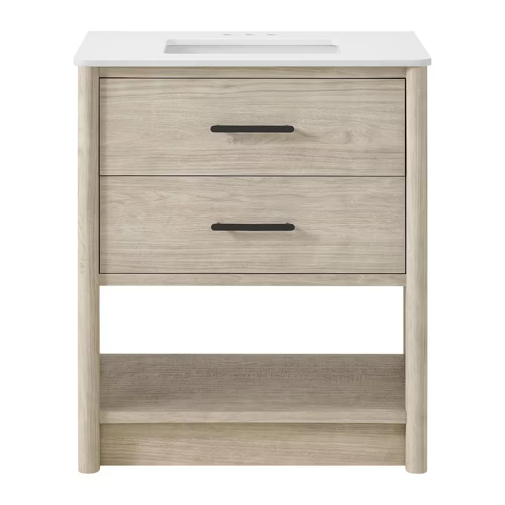 Camley 30 In. Single Sink Freestanding Sandstorm Bath Vanity with White Engineer