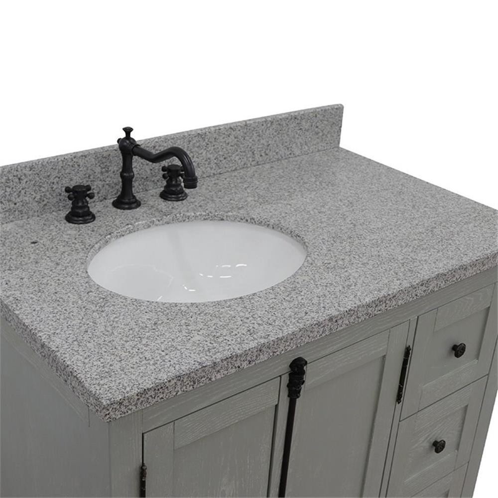 Plantation 37″ Solid Wood Vanity with Left Oval Sink in Gray Ash