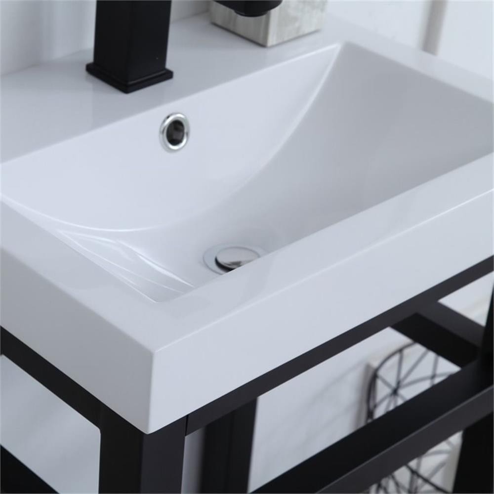 Elegant Decor Raya 18″ Single Resin Top Metal Bathroom Vanity in Black