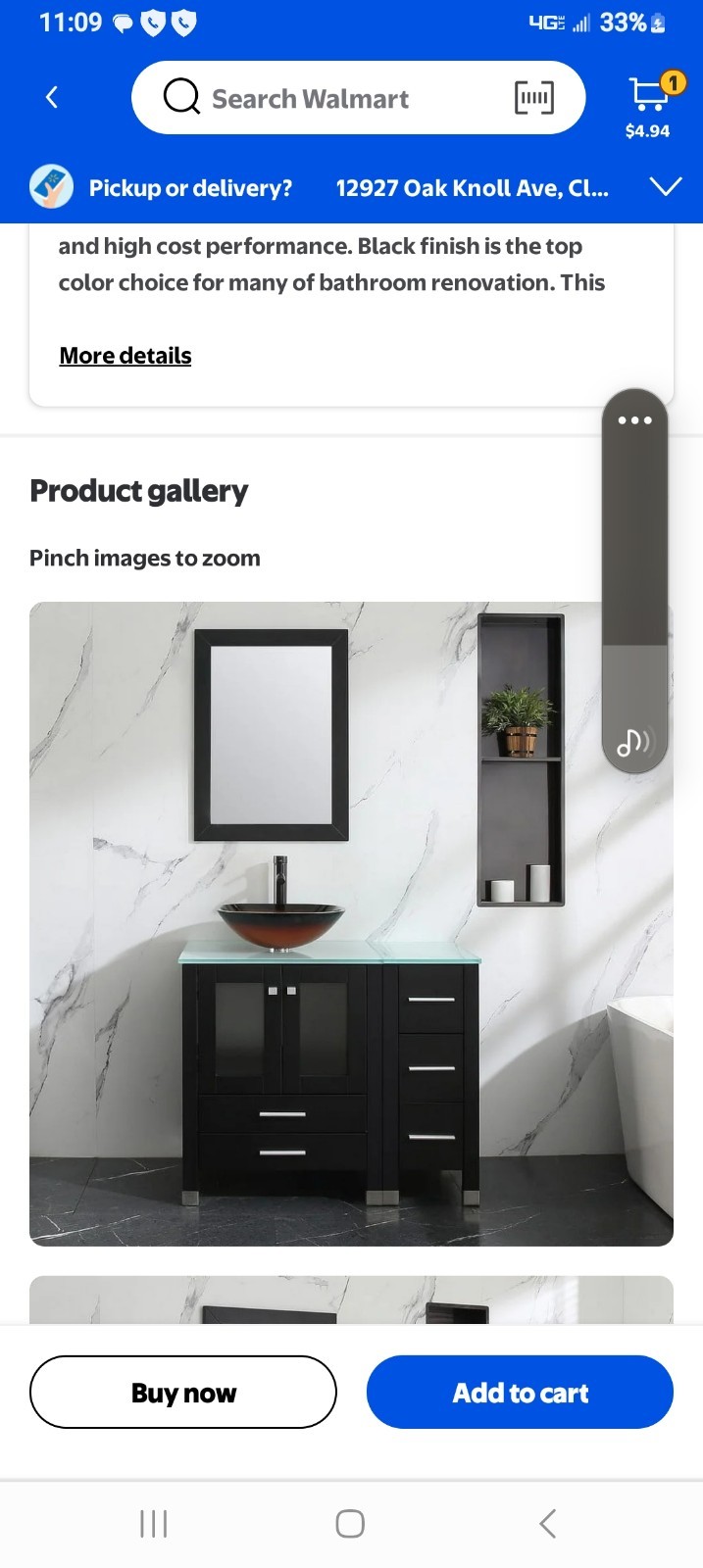 36 Inch Black Modern Vanity Sink And Mirror Set