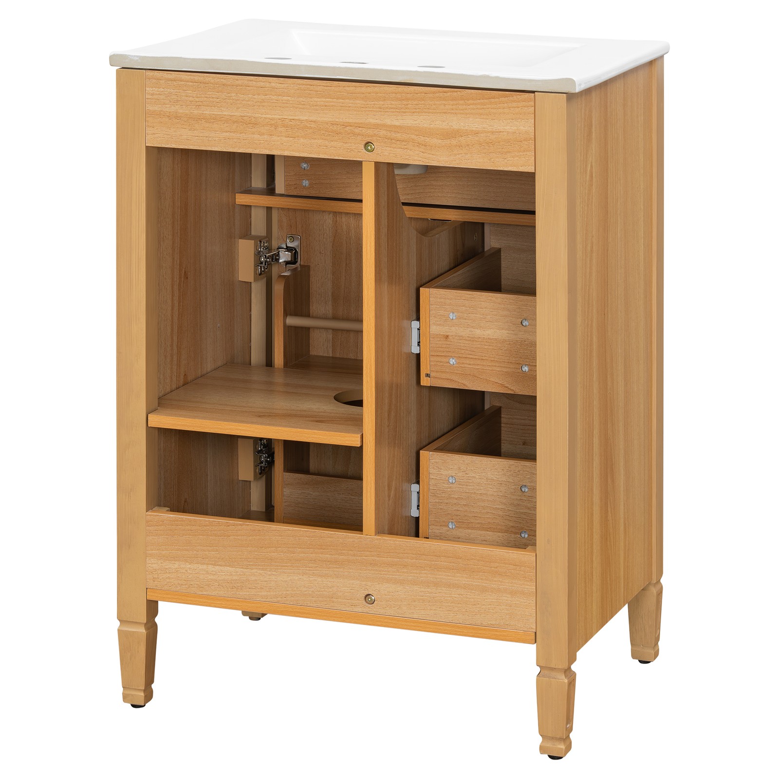 24″ Bathroom Vanity with Sink, Wood Storage Cabinet w/Drawers & Adjustable Shelf
