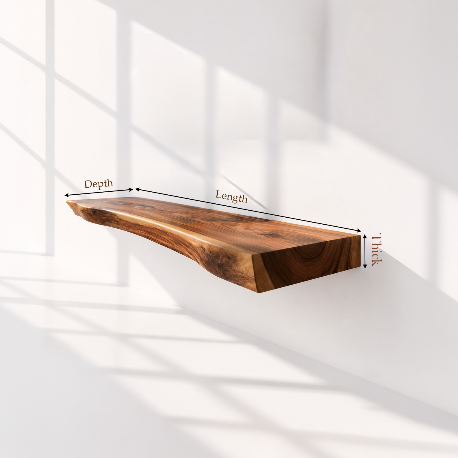 Live Edge Wall-Mounted Bathroom Vanity Countertop Solid Genuine Wood Slab