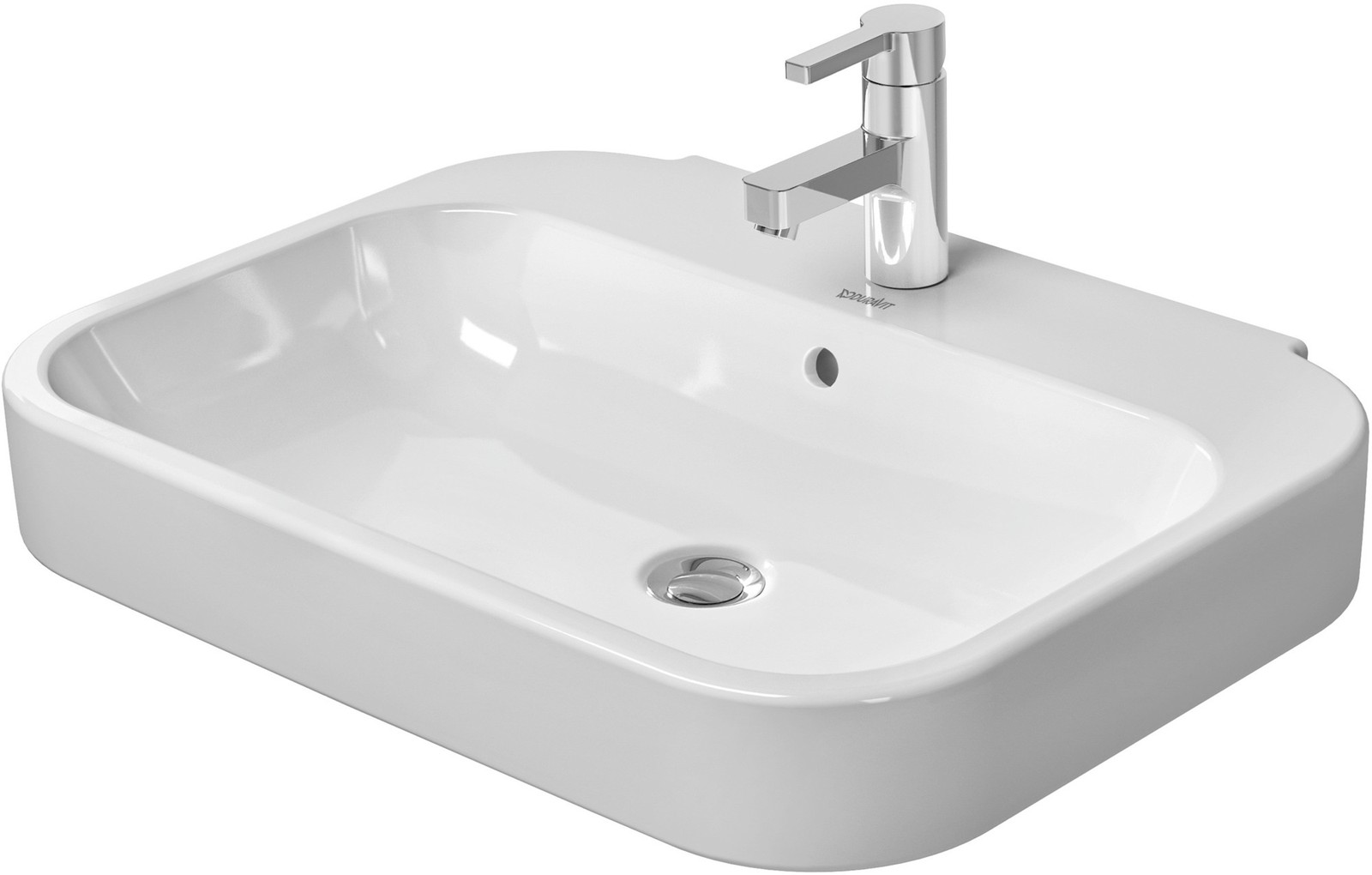 Duravit 231665-1HOLE Happy D.2 20″ Ceramic Vanity Top – White / Glazed Underside