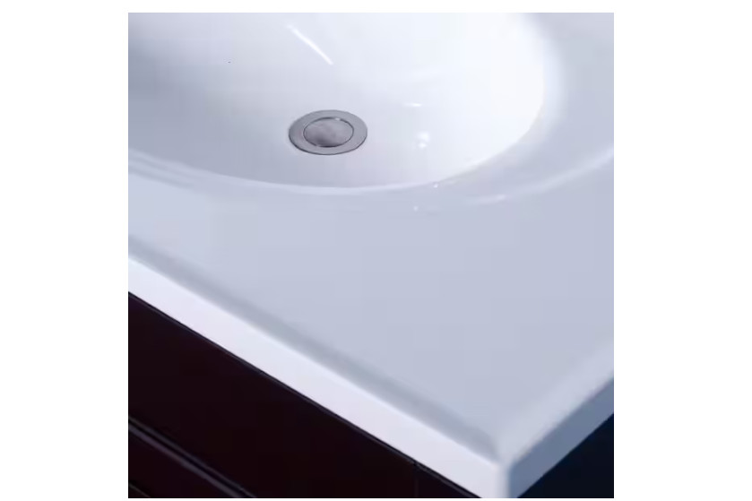 Glacier Bay 31 in. W x 22 in. D Cultured Marble White Round Single Sink Vanity T