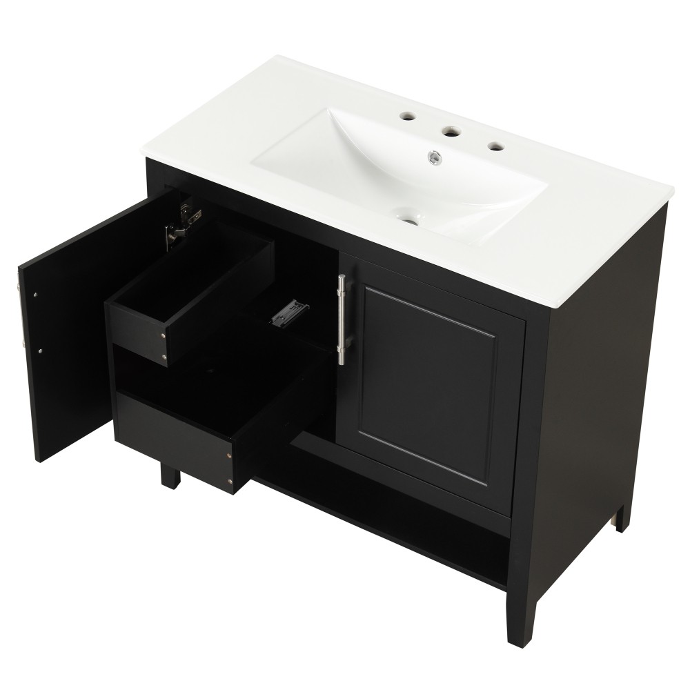 36 Inch Bathroom Vanity with Ceramic Sink Freestanding Bathroom Storage Cabinet