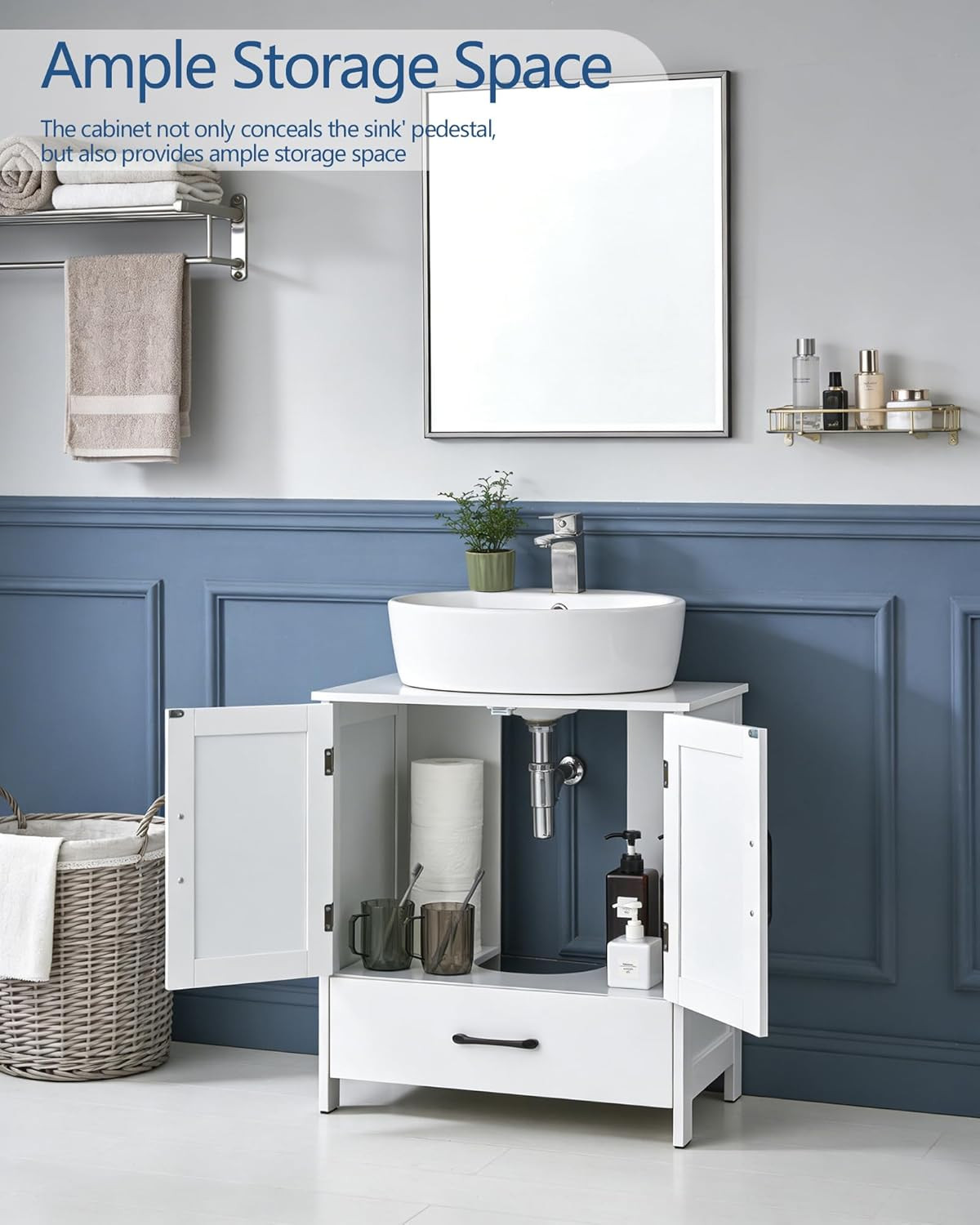Bathroom Vanity Sink Cabinet, under Sink Storage Cabinet with 2 Doors, Waterproo