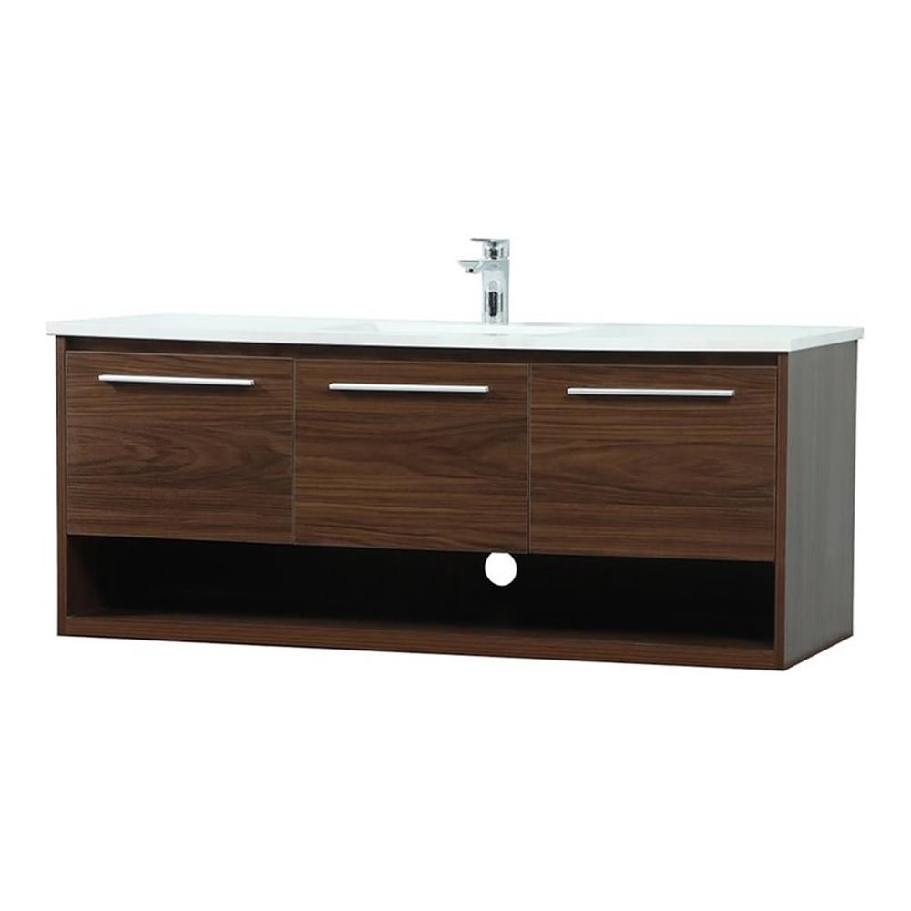 Elegant Decor Roman 48″ Aluminum Alloy MDF Single Bathroom Vanity in Walnut