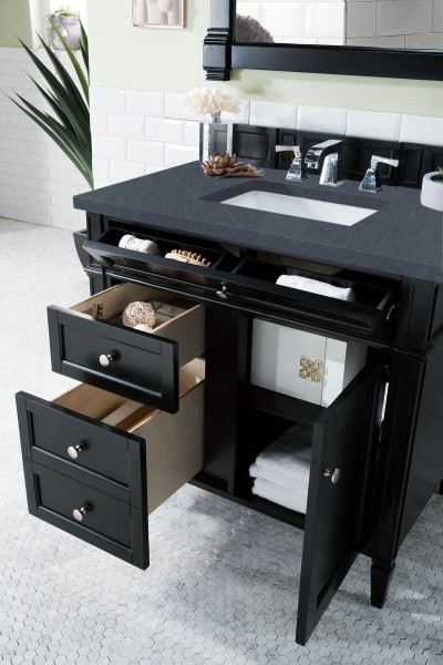 36″ James Martin Brittany 650-V36-BKO-3CSP Vanity Cabinet Charcoal Soapstone Top
