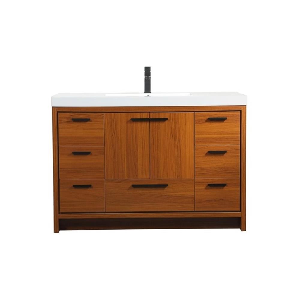 Elegant Decor Wyatt 48″ Aluminum Alloy and MDF Single Bathroom Vanity in Teak