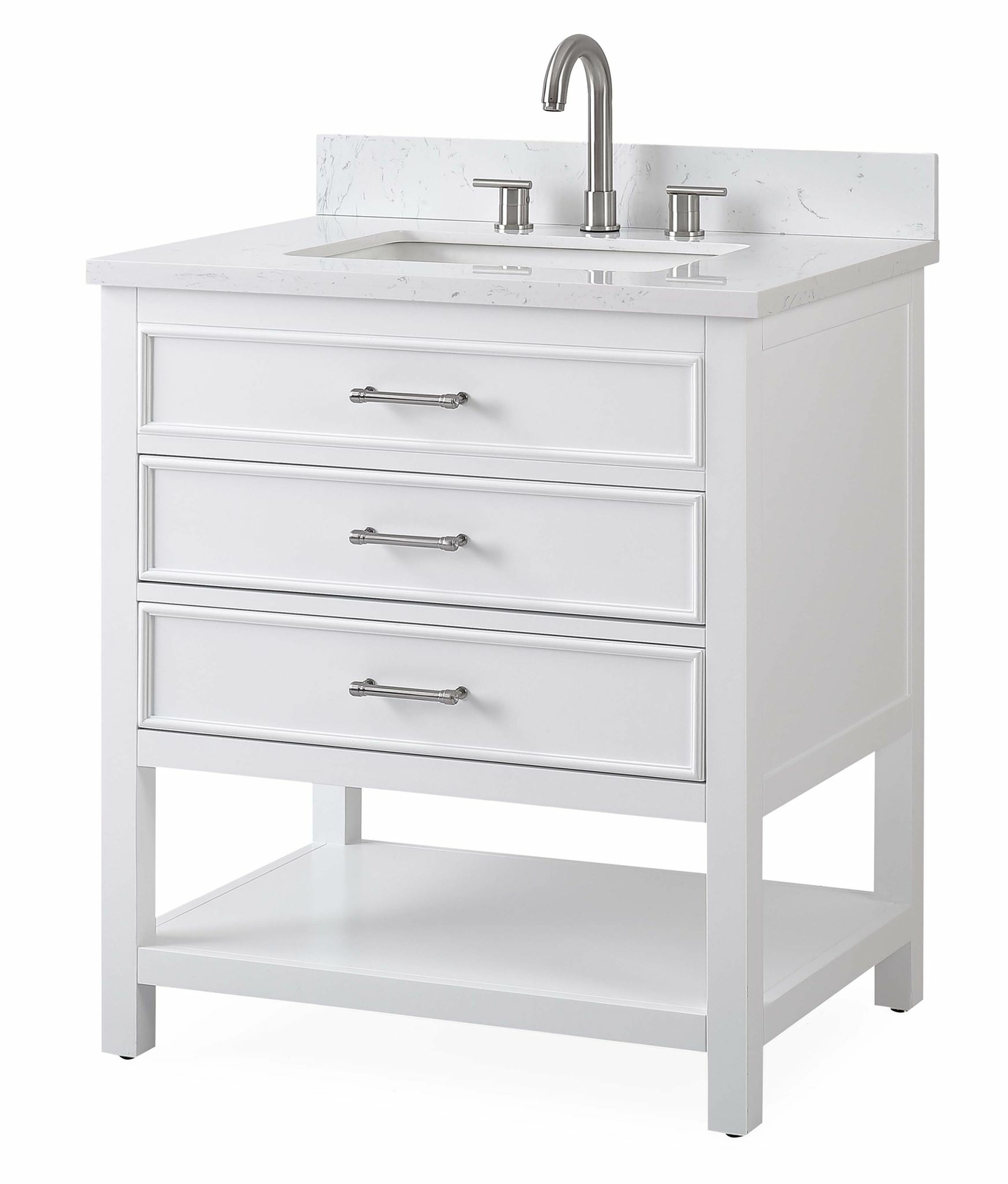 30 inch White Finish Single Sink Bathroom Vanity – Felton SKU # 7206