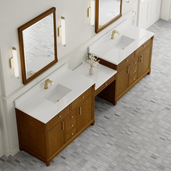 120″James Martin Bellshire 660-VMC120-HNO-1WZ Dual Vanity Cabinet White Zeus Top
