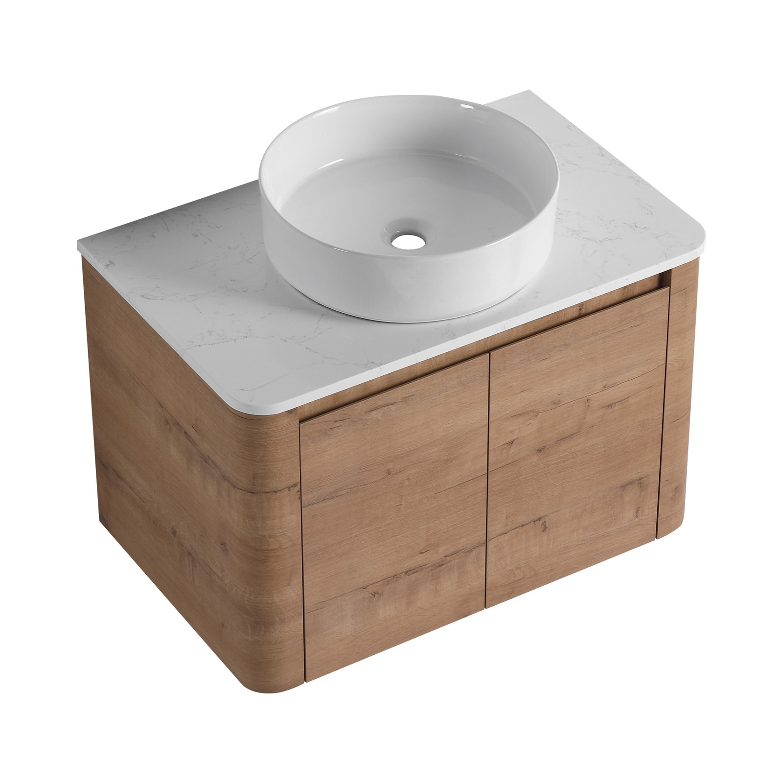 30″ Plywood Wall Mounted Bathroom Vanity W/ Ceramic Basin Top Soft-Close Door