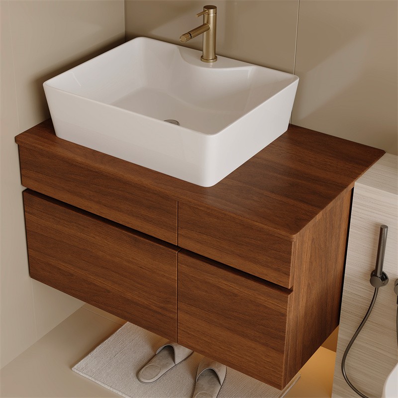31.5 Inches Floating Single Small Bathroom Vanity with Ceramic Sink