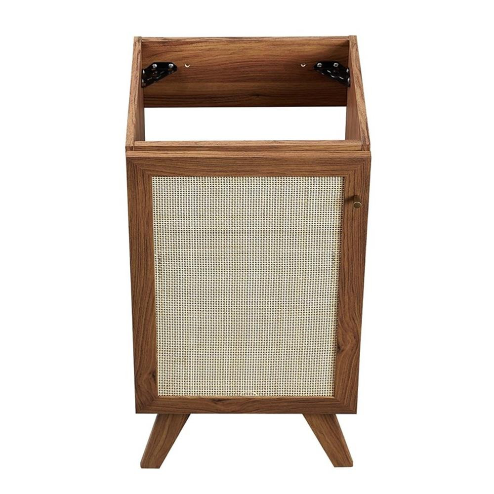 Modway Soma 18″ Modern Wood Bathroom Vanity with Rattan Door in Walnut/Black