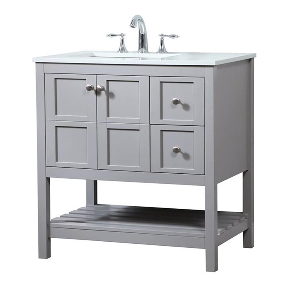 Elegant Decor Theo 32″ Zinc Alloy MDF Single Bathroom Vanity in Gray