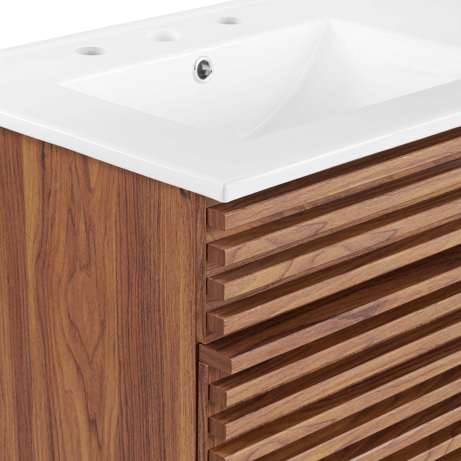 Modway Render 48″ Double Bathroom Vanity in Walnut White