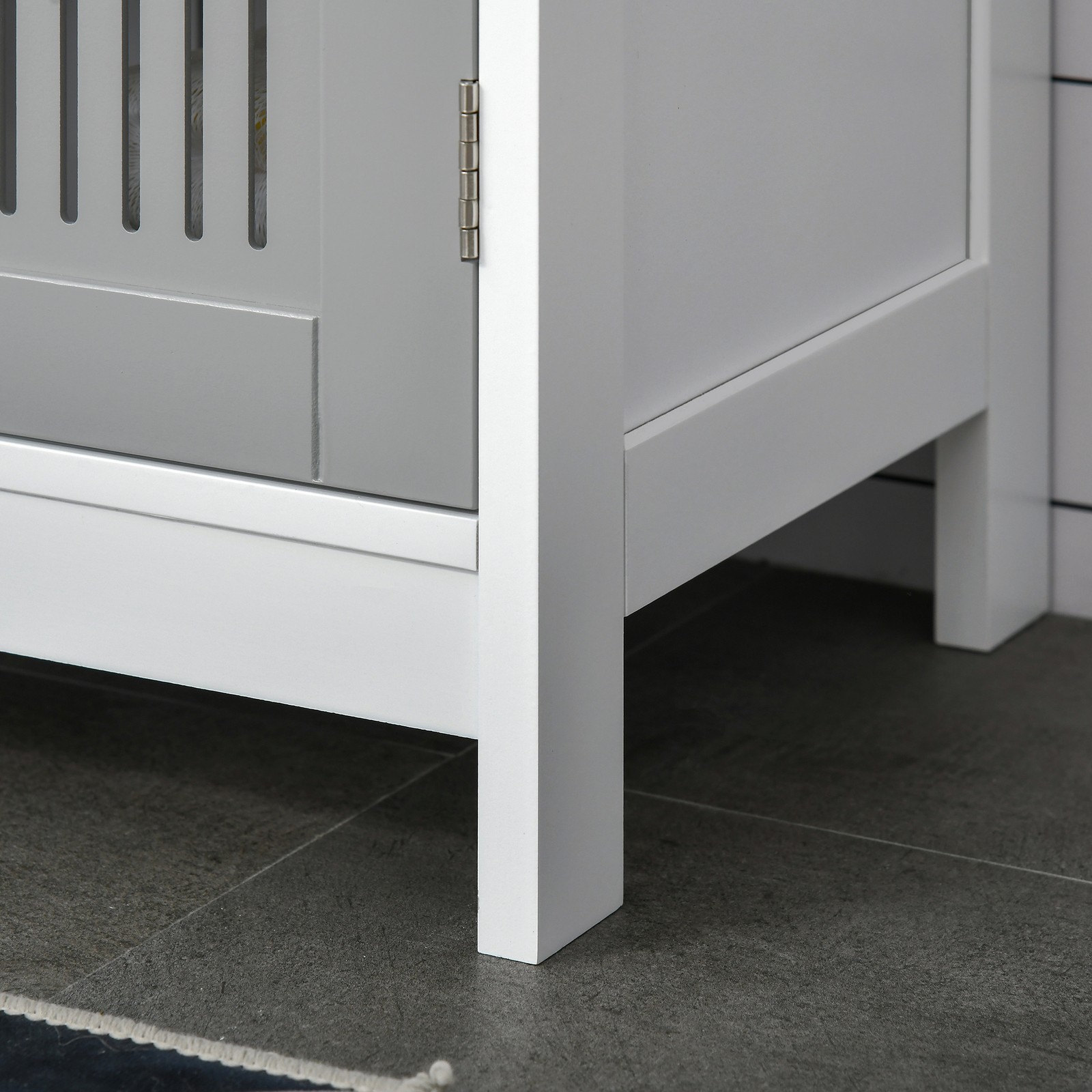 Bathroom Pedestal Under Sink Cabinet with Storage Shelf, Grey White
