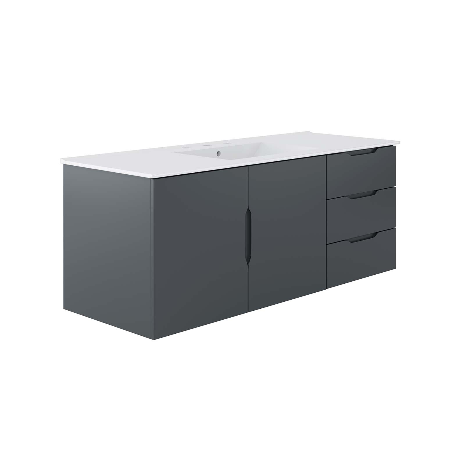 Modway Vitality 48″ Single Sink Wall-Mount Bathroom Vanity in Gray White