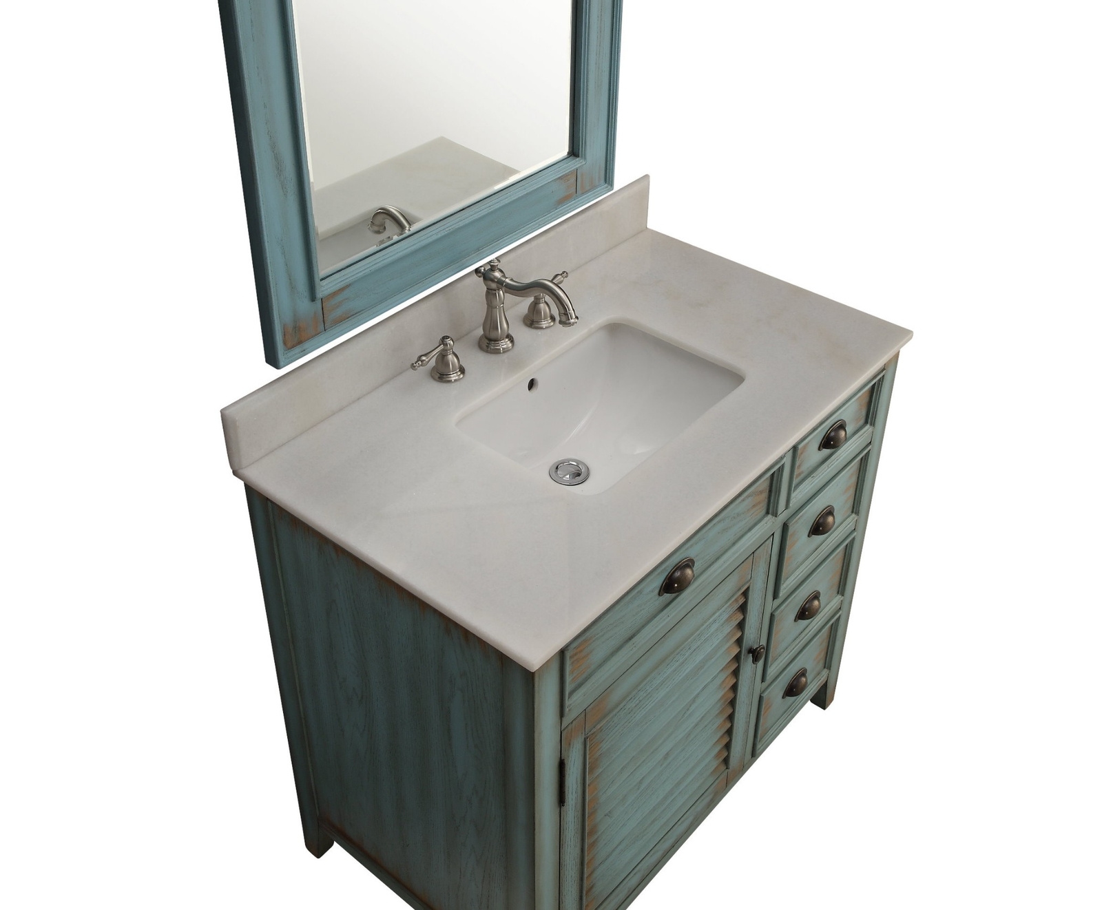 36 inch Distressed Blue Abbeville Bathroom Sink Vanity CF-78887BU