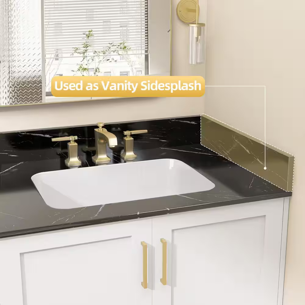 21 In. W Marble Vanity Sidesplash for Countertop Threshold for Shower Curb Windo