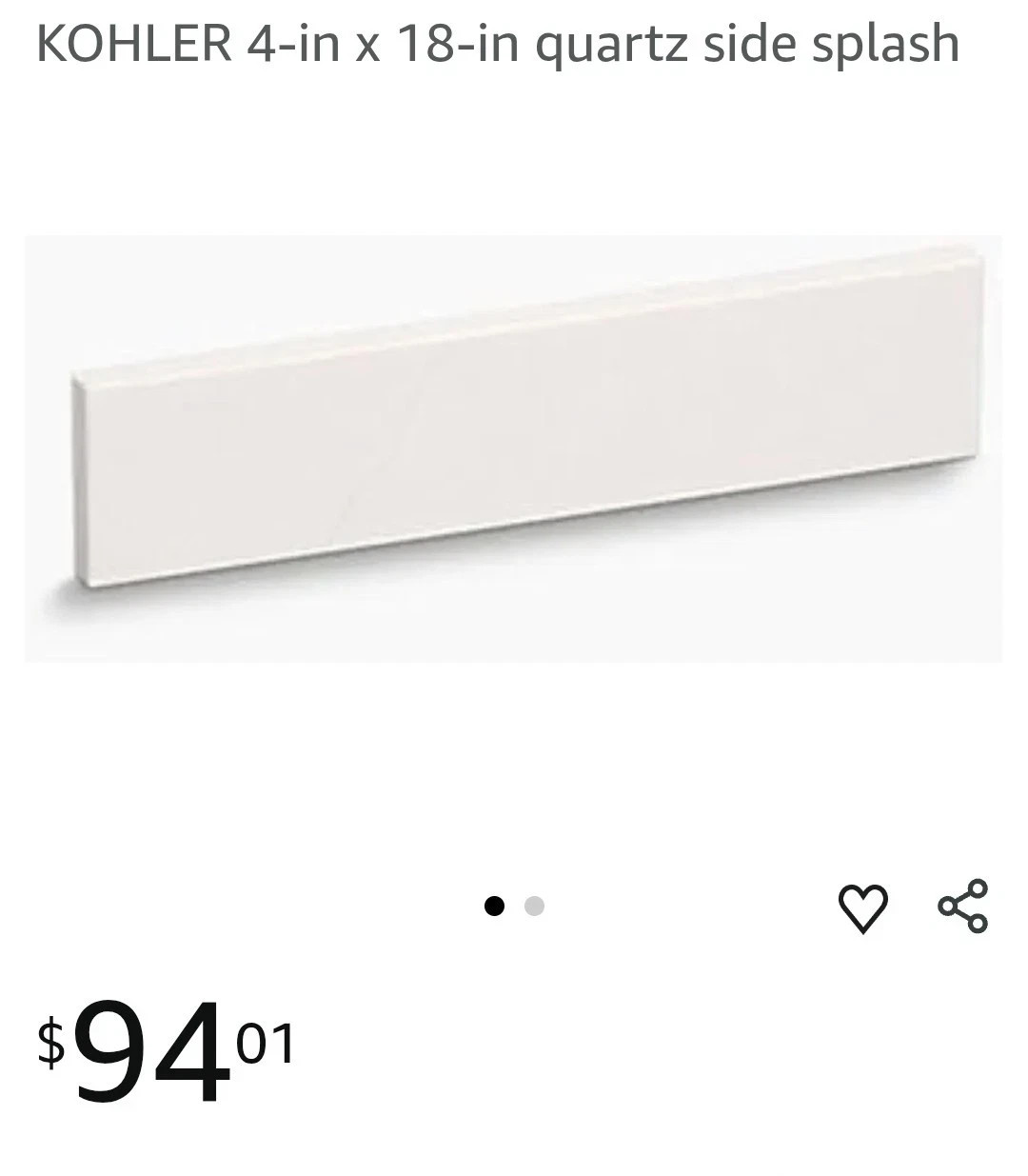 KOHLER 4-in x 18-in quartz side splash