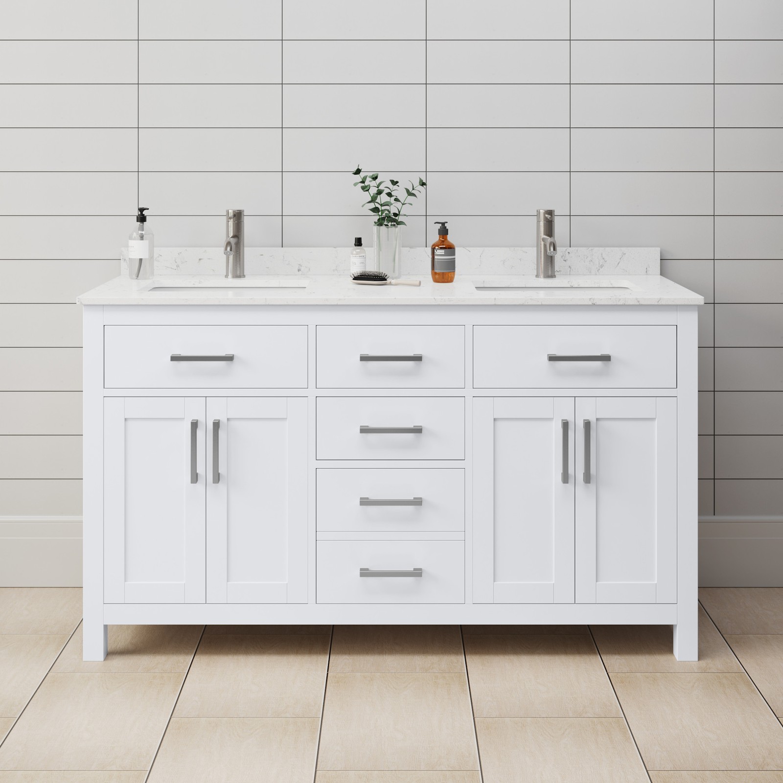 Wyndham Collection WCG242460DCCUNSMXX Beckett 60″ – White / Carrara Cultured