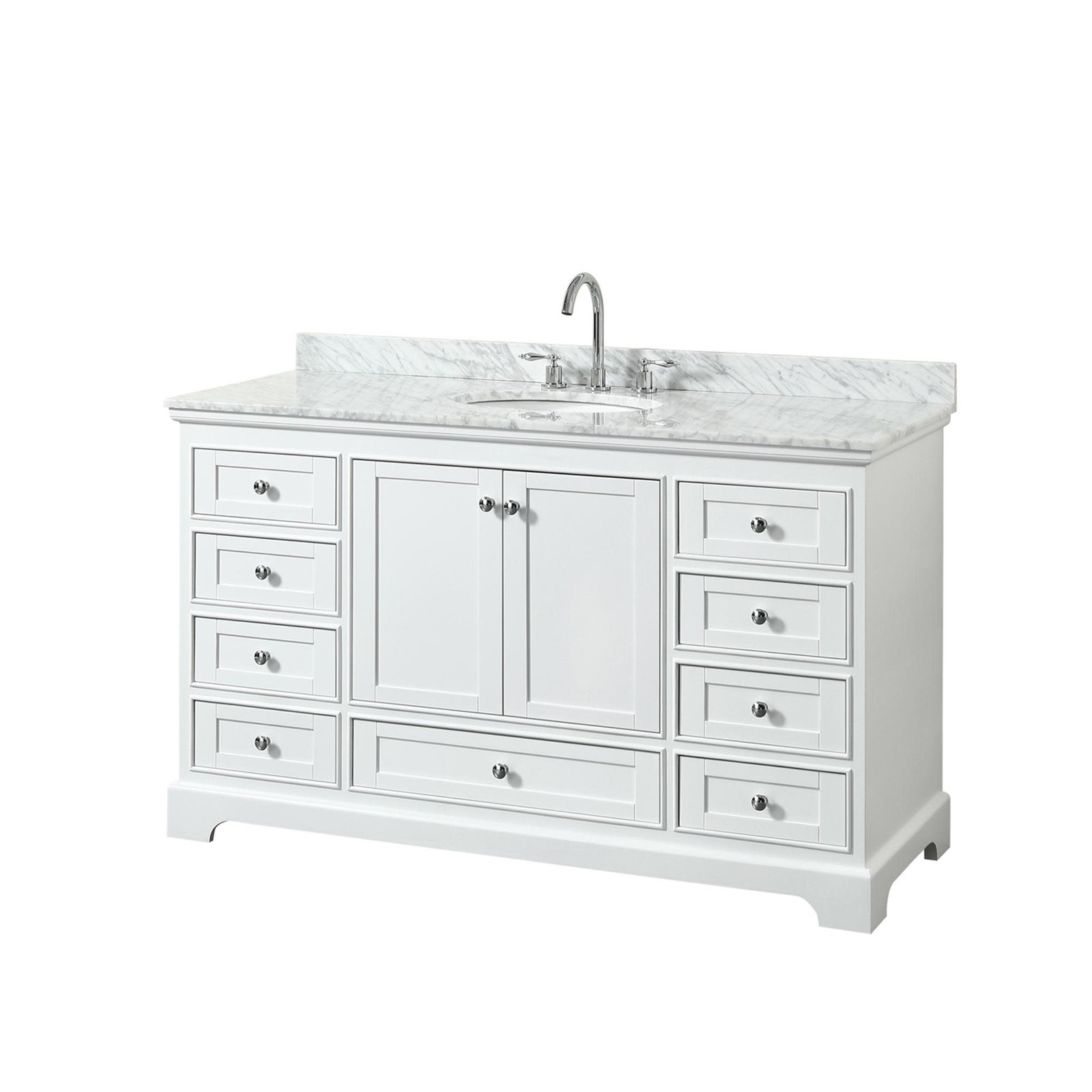 Wyndham Collection WCS202060SCMUNOMXX Deborah 60″ – White / White Carrara Marble