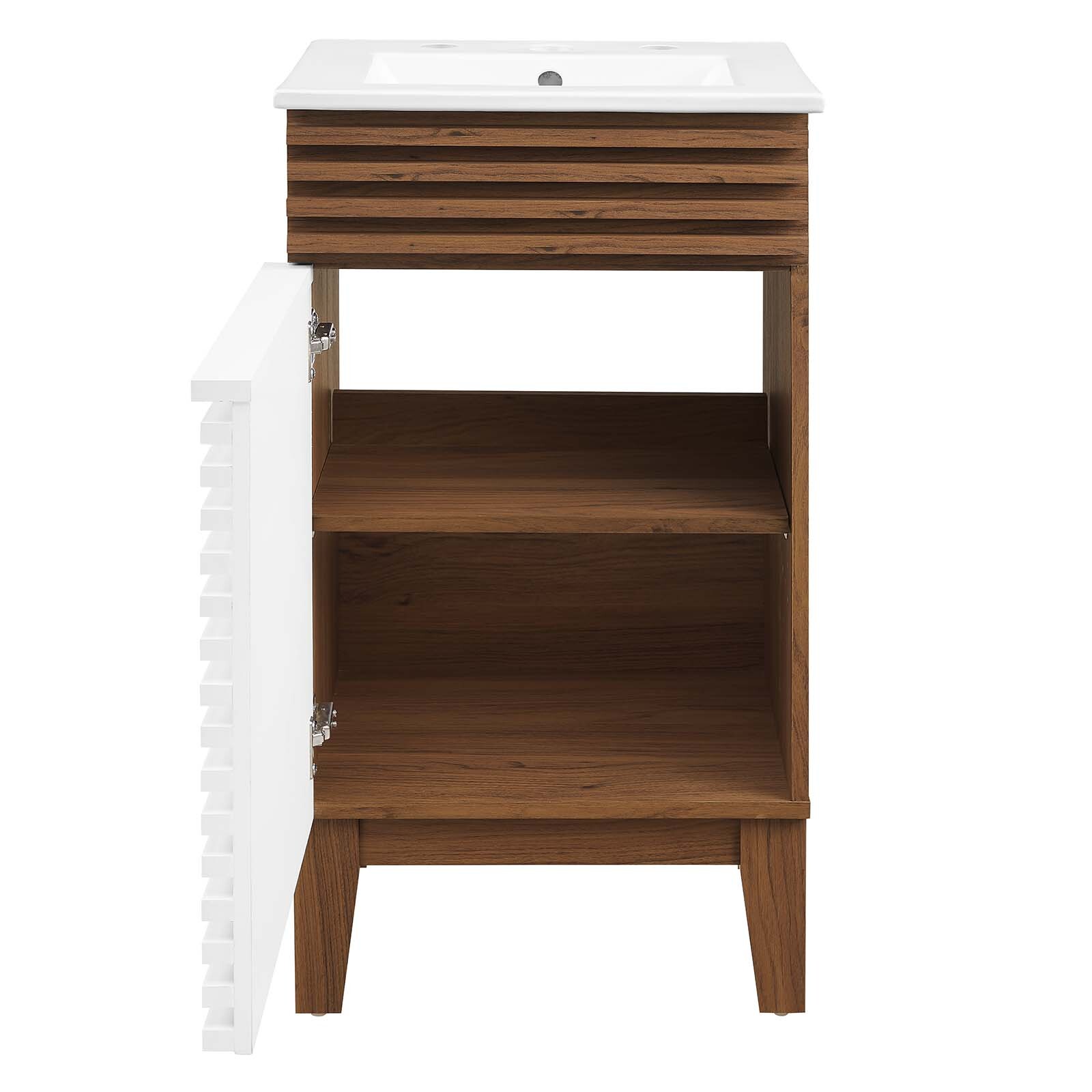 Modway Render 18″ Bathroom Vanity With Sink in White Walnut White