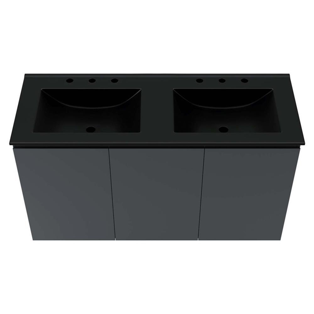 Modway Bryn 48″ Modern Wood/Ceramic Double Sink Bathroom Vanity in Gray/Black
