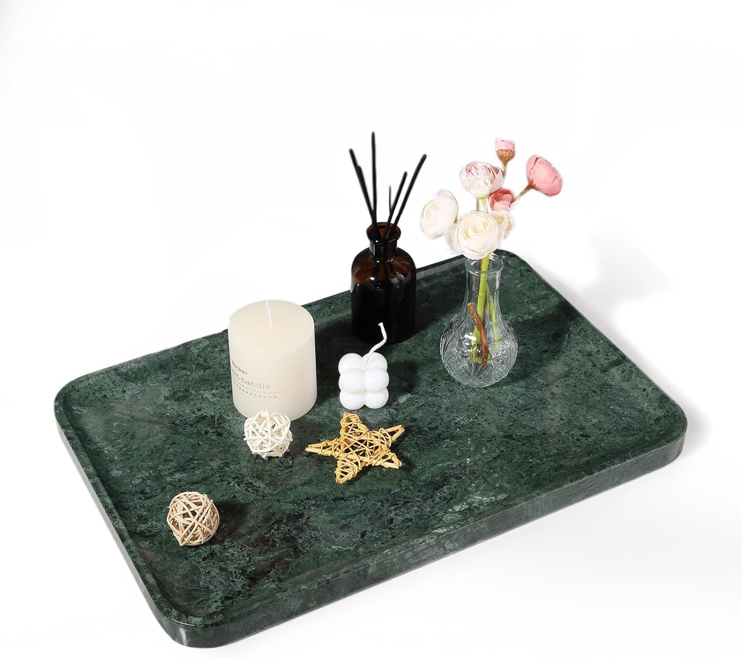 Marble Vanity Tray, 18In Stone for Bathroom Countertop, 17 3/4” Oversized Dress
