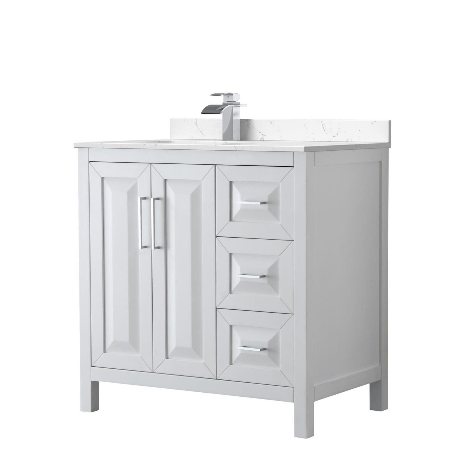Wyndham Collection WCV252536S-Left-VCA-MXX Daria 36″ – White / Carrara Cultured