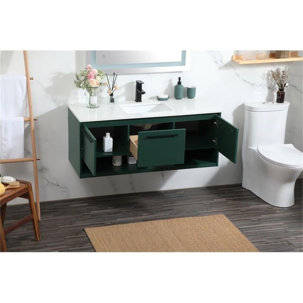 Elegant Decor Roman 48″ Aluminum Alloy MDF Single Bathroom Vanity in Green