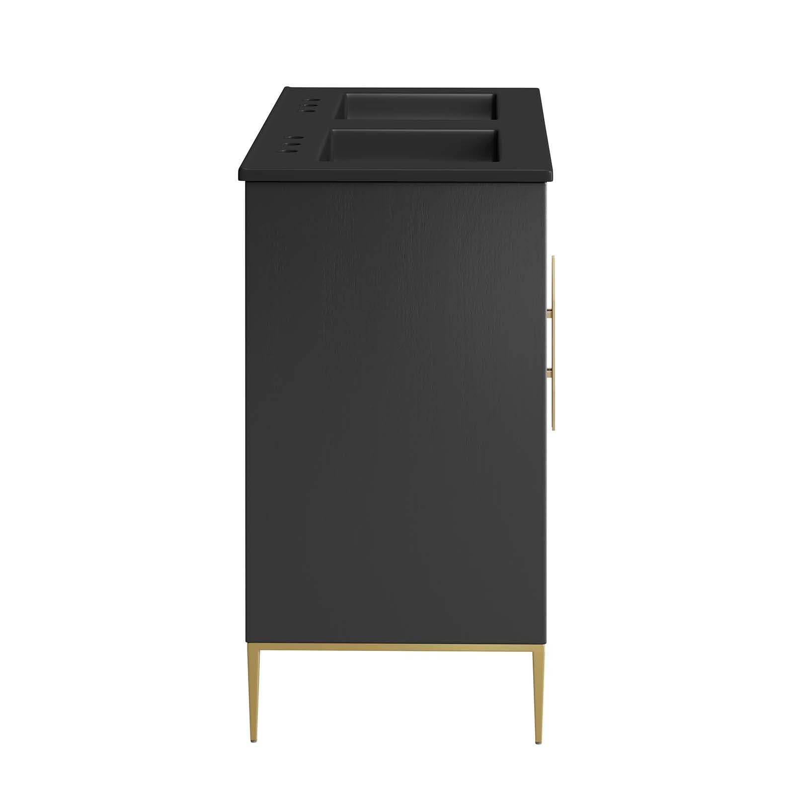 Modway Awaken 48″ Solid Wood and MDF Double Sink Bathroom Vanity in Black