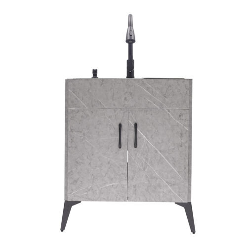 Modern Bathroom Vanity Free Standing Kitchen Cabinet Sink w/ Pull-out Faucet