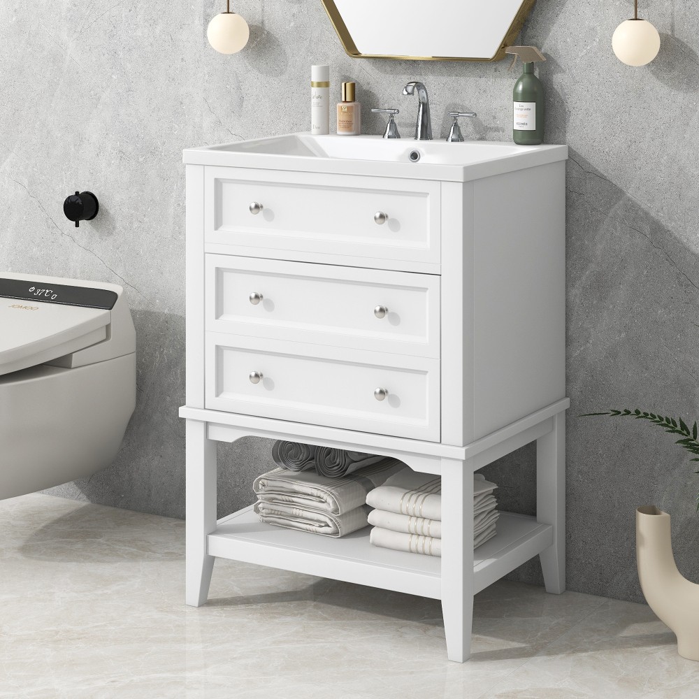Bathroom Vanity W Sink Bathroom Storage Cabinet W Drawer Open Shelf