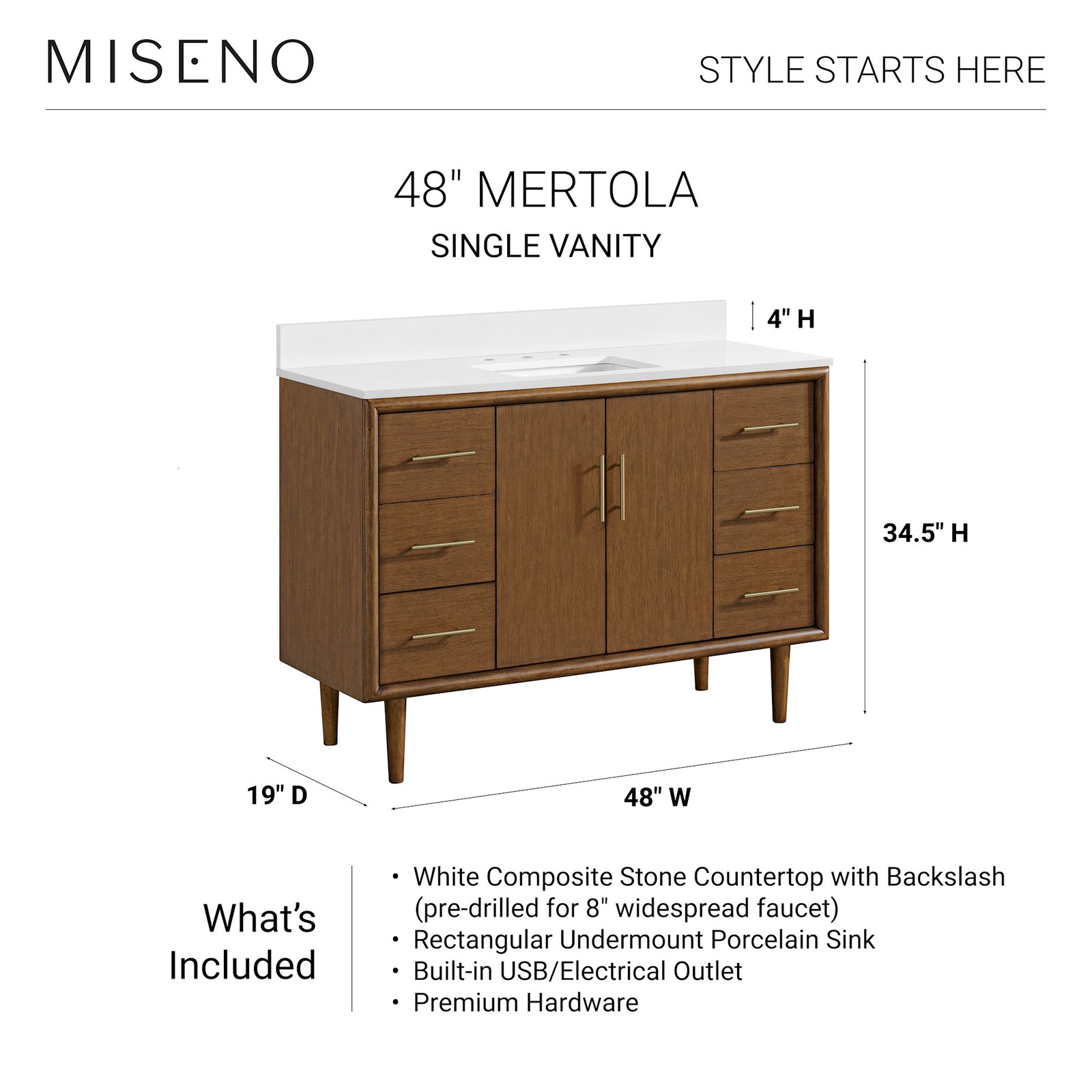 Miseno MV-N252-V48 Mertola 48″ – Dark Maplewood