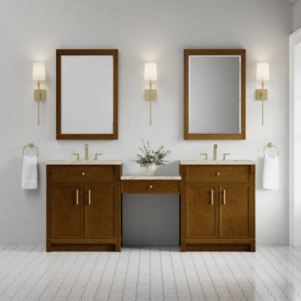 84″ James Martin Bellshire 660-VMC84-HNO-3TJR Dual Vanity Cabinet Tajnar Top