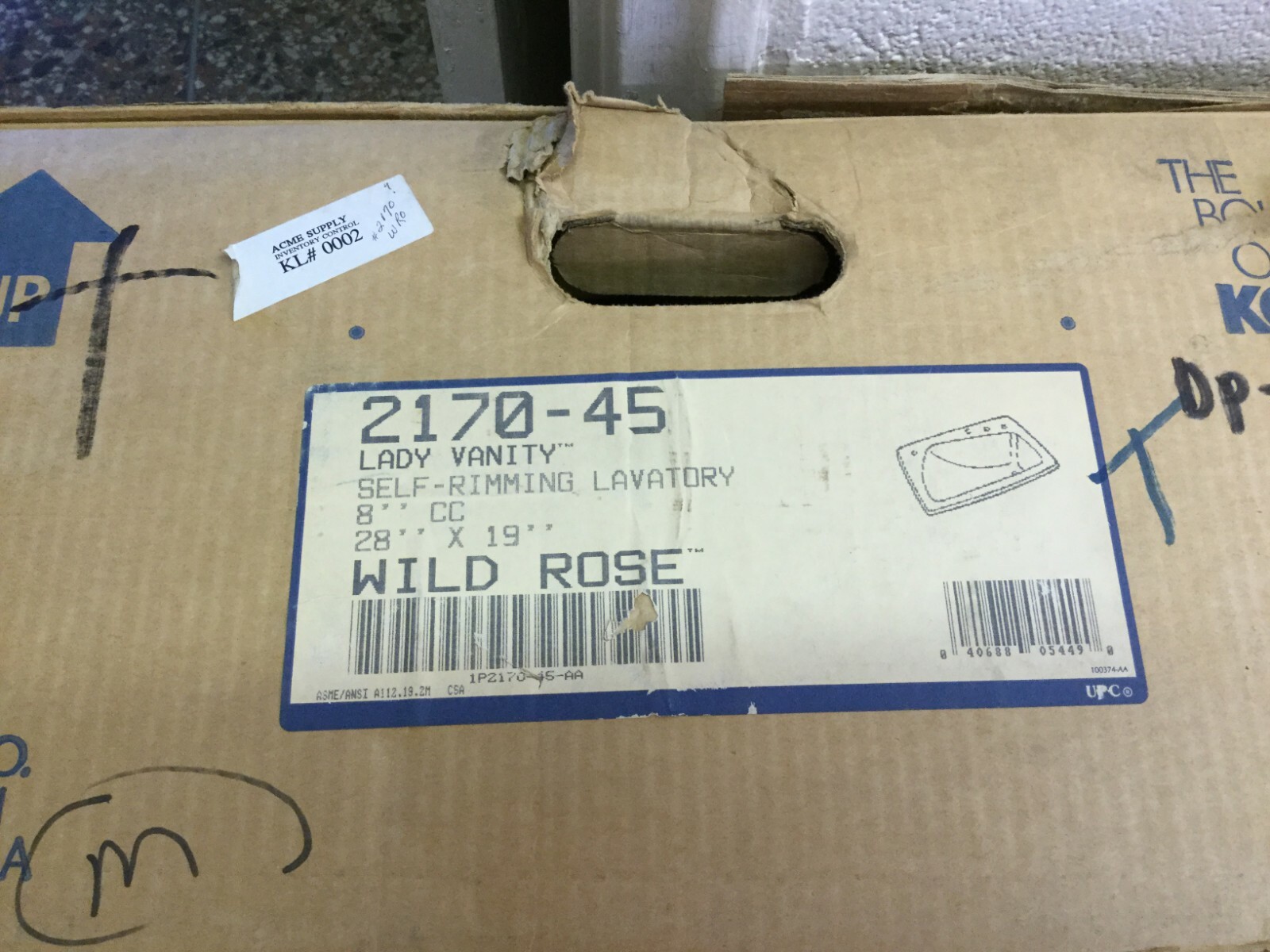 Kohler K-2170-8S-45 Lady Vanity 28″ Bathroom Sink SIDE SPRAY HOLE, WILD ROSE