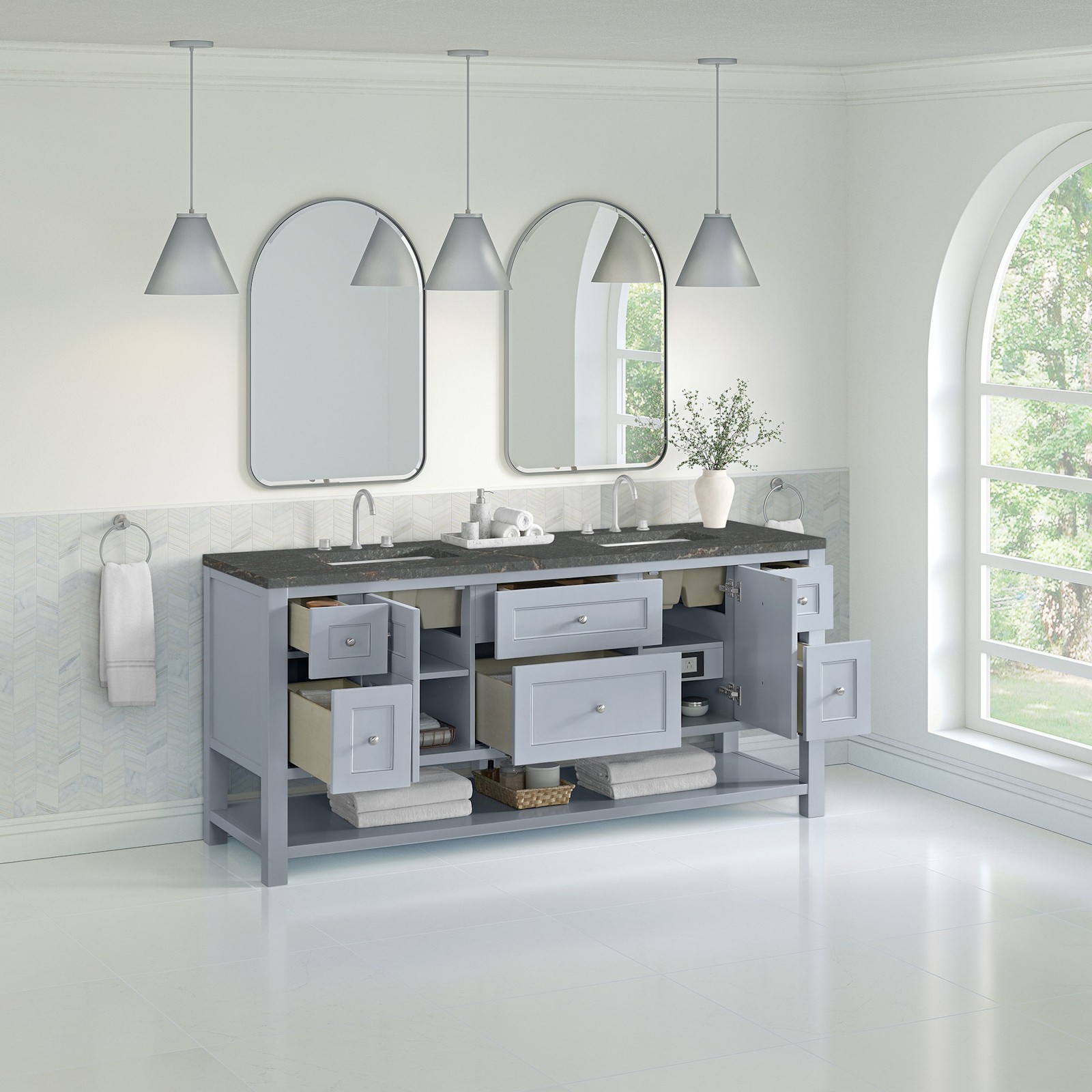 James Martin Vanities 330-V72-FPBL Breckenridge 72″ – Serenity Blue