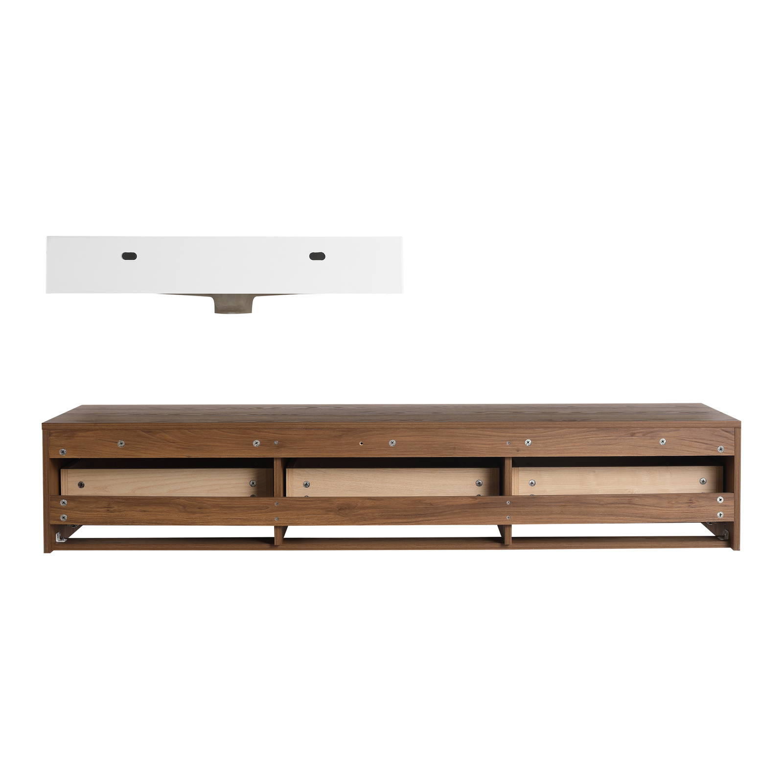 60in Floating Wall-Mounted Bathroom Vanity W/ Resin Sink+Side Cabinet +3 Drawers