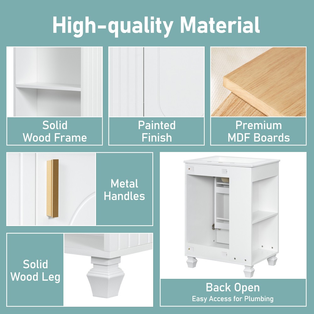 Bathroom Vanity with Sink Includes Door Frame Shelves Soft-Close Doors