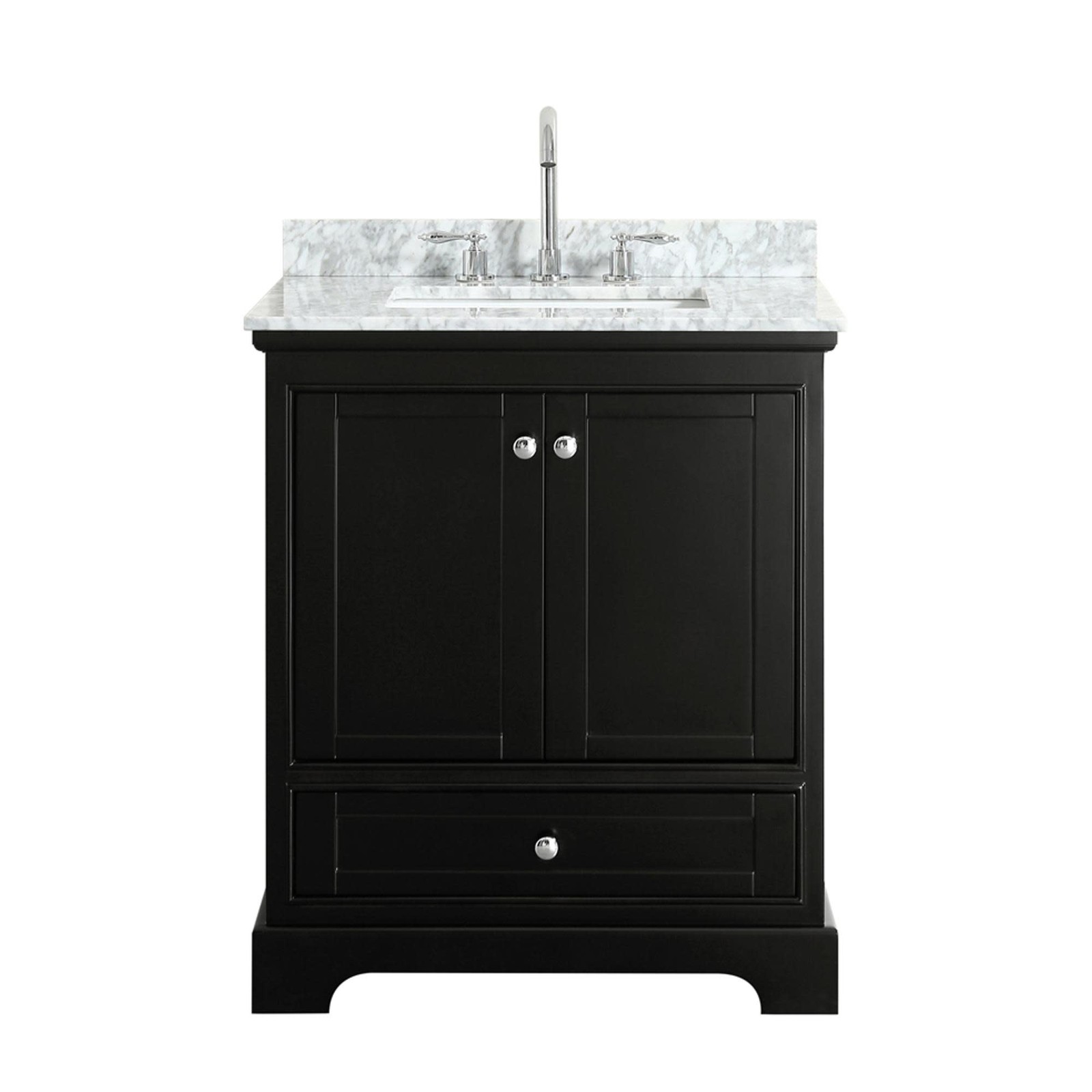 Wyndham Collection WCS202030SCMUNSMXX Deborah 30″ – White / White Carrara Marble