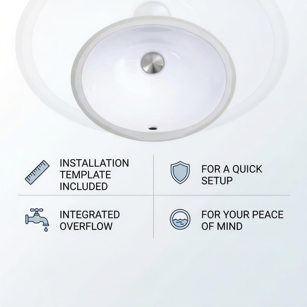 Nantucket Sinks UM-13×10-W Small Undermount Bathroom Sink– 13″x10″ Interior Bowl