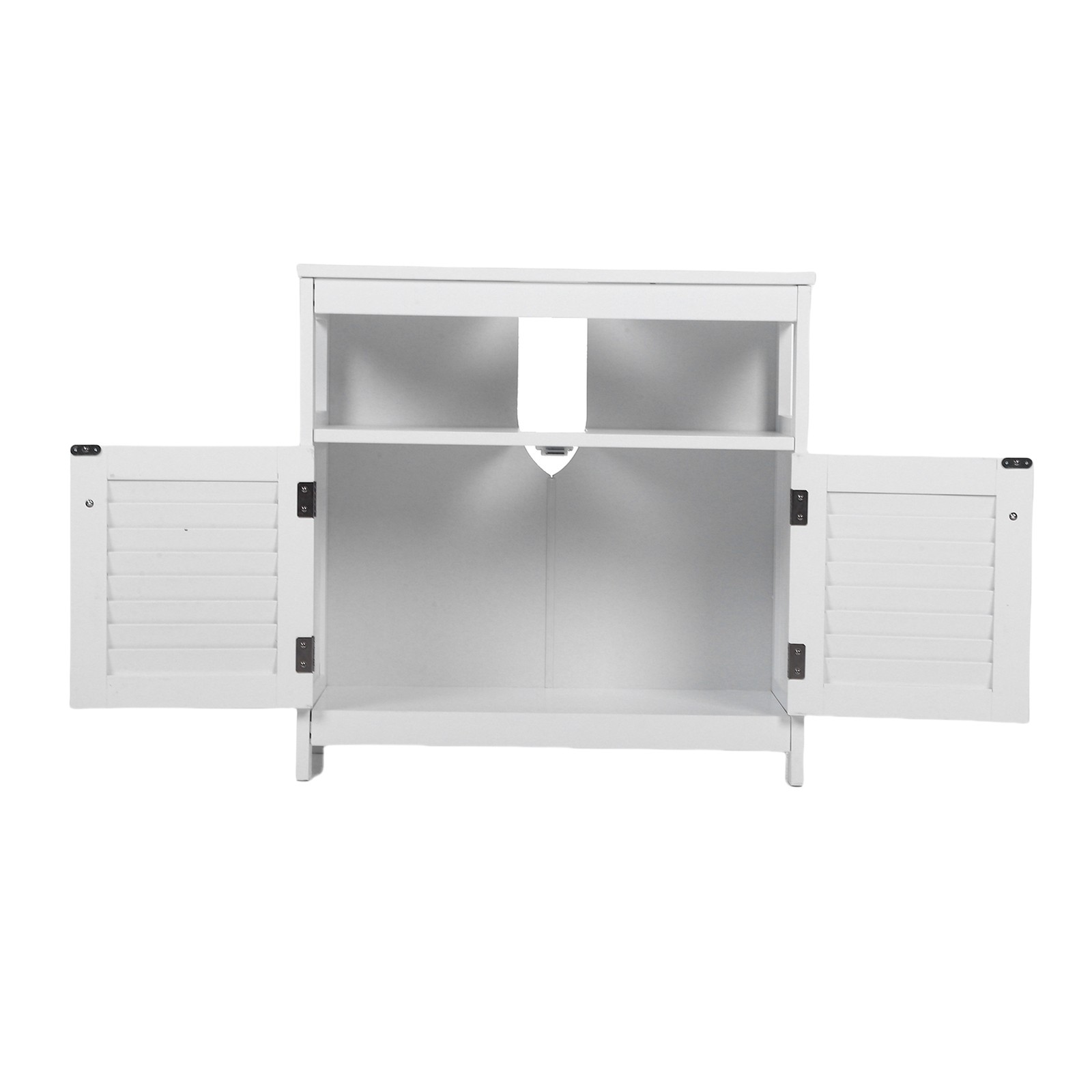 Bathroom Under Sink Storage Cabinet With 2 Doors Open Shelf White Furniture
